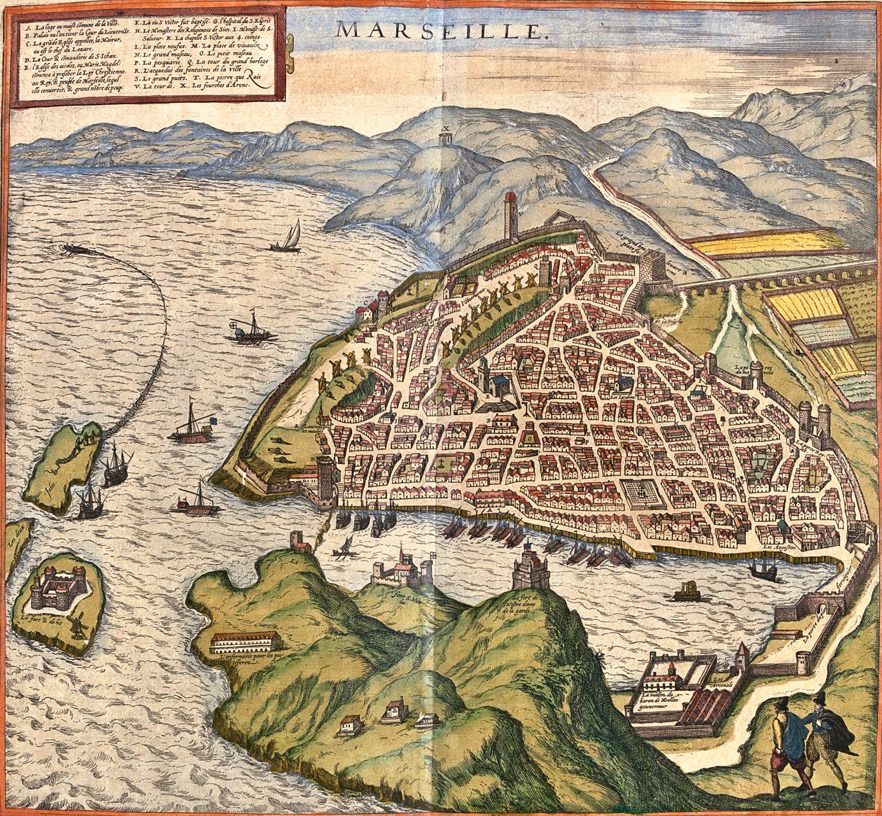Marseille, Ranska tekijältä Georg and Hogenberg Franz (1535 90) Braun