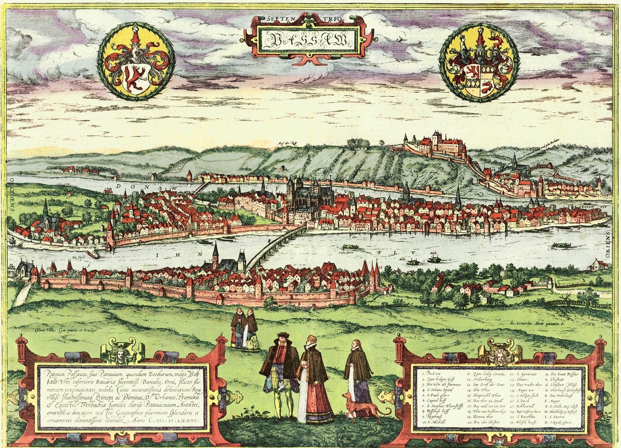Passau, Saksa tekijältä Georg and Hogenberg Franz (1535 90) Braun