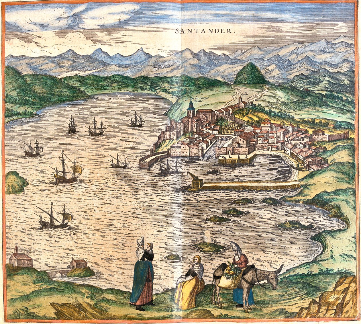 Santander, Espanja tekijältä Georg and Hogenberg Franz (1535 90) Braun