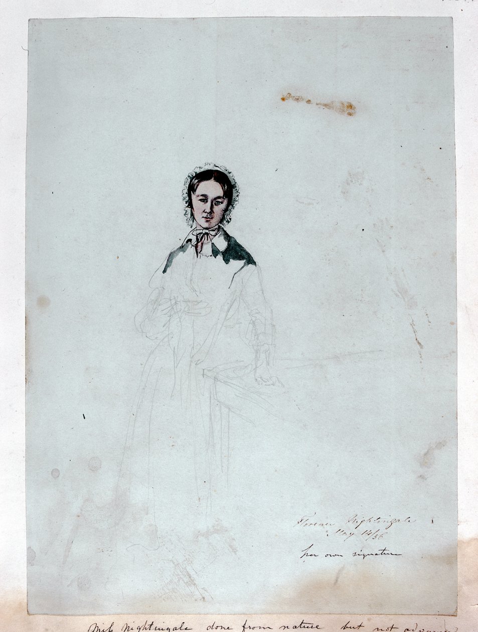 Keskeneräinen muotokuva Florence Nightingalesta (1820-1910) 1856 (kynä, kynä ja muste ja wc paperilla) tekijältä George Cadogan