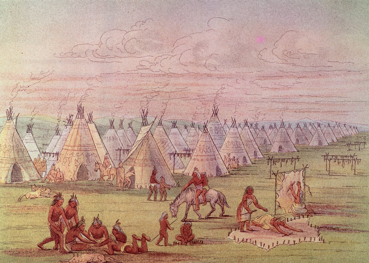 Comanchen kylä tekijältä George Catlin