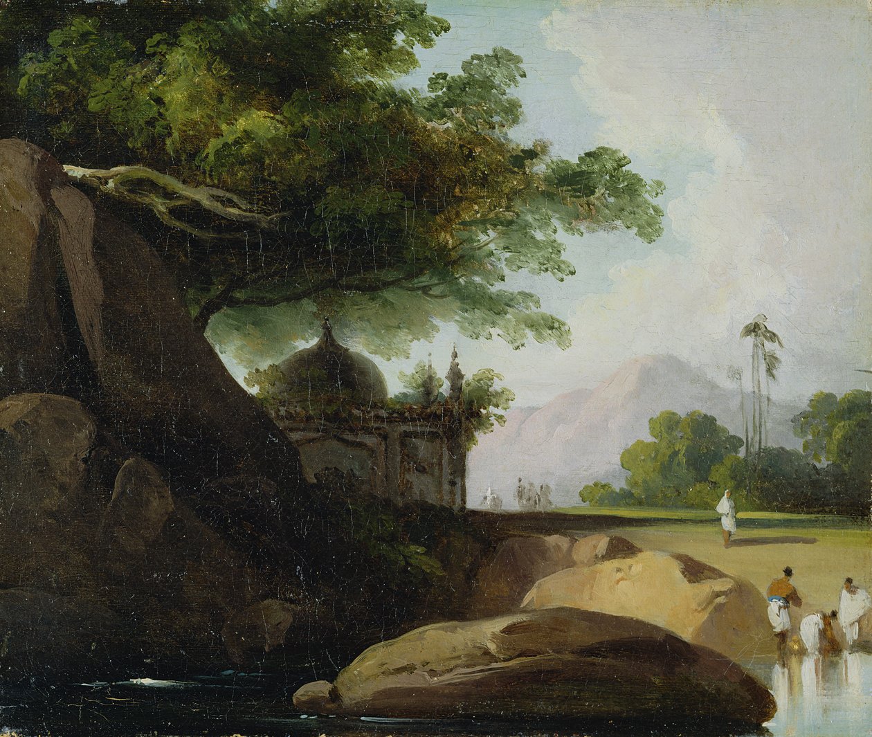 Intialainen maisema ja temppeli, n. 1815 tekijältä George Chinnery
