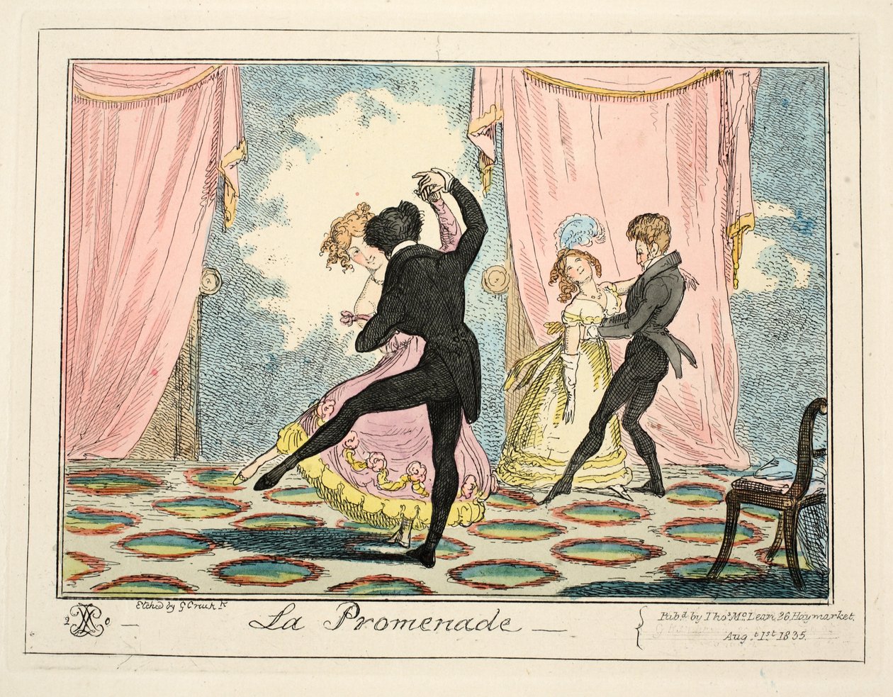 La Promenade, 1835 (käsinvärinen kaiverrus) tekijältä George Cruikshank
