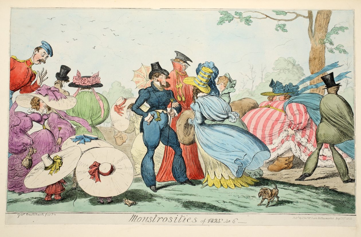 Vuosien 1825 ja 6 hirviöt, 1835 (käsin väritetty kaiverrus) tekijältä George Cruikshank