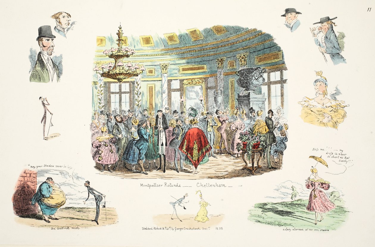 Montpellier Rotunda, Cheltenham, pubi. 1833 (käsinvärinen etsaus) tekijältä George Cruikshank