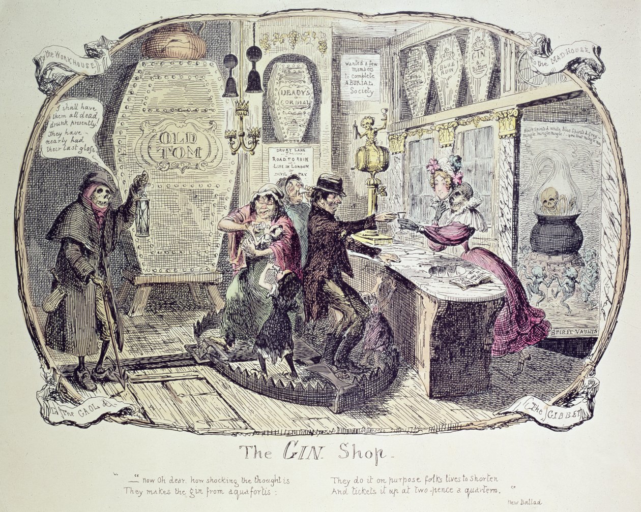 Gin Shop, 1829 tekijältä George Cruikshank