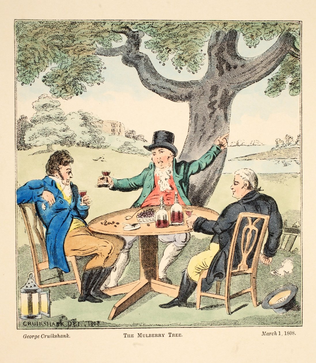Mulberry Tree, pubi. 1808 (käsinvärinen kaiverrus) tekijältä George Cruikshank