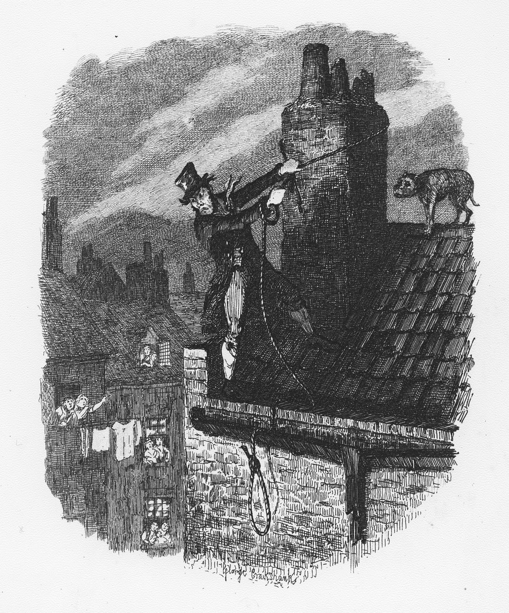 Viimeinen mahdollisuus, Charles Dickensin (1812-70) "Oliver Twistin seikkailuista" 1838 tekijältä George Cruikshank