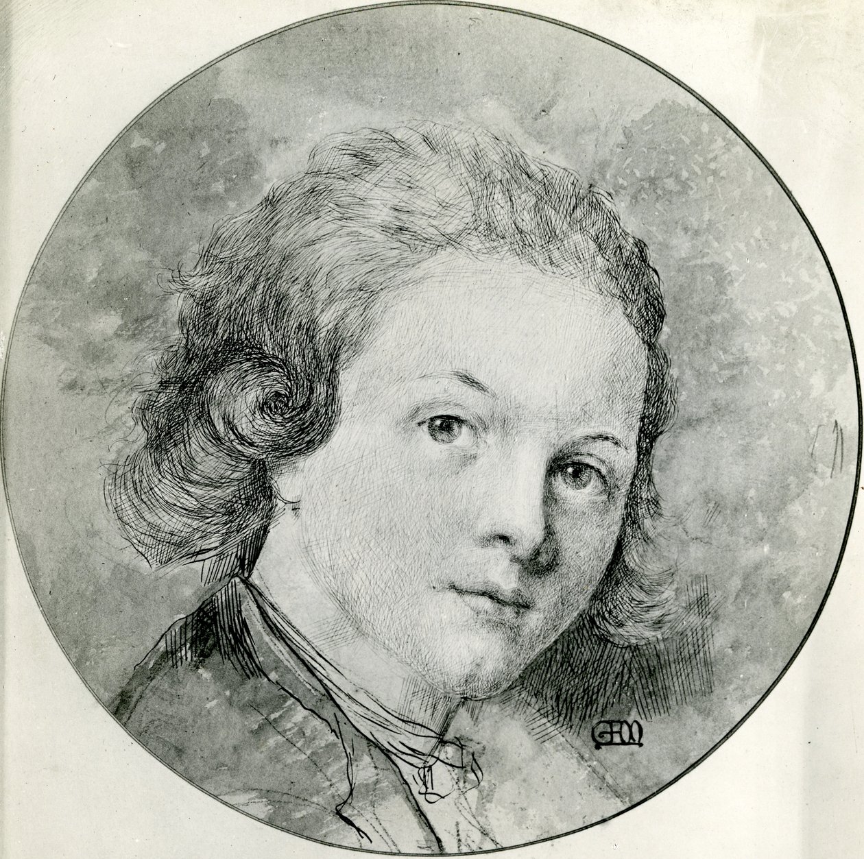 Muotokuva Mozartista 14-vuotiaana Pompeio Batonin jälkeen (kynä ja muste wc:n kanssa) tekijältä George Frank Miles
