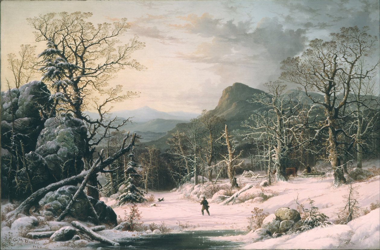 Metsästäjä Winter Woodissa tekijältä George Henry Durrie