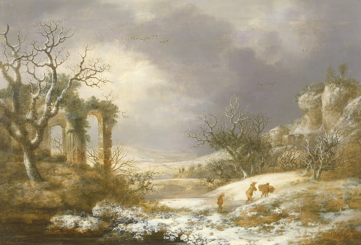 Talvimaisema, n. 1750-60 tekijältä George Smith