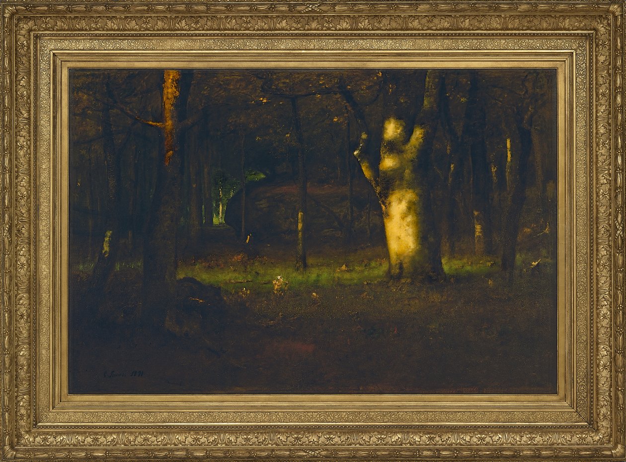 Auringonlasku metsässä, 1891 tekijältä George Inness