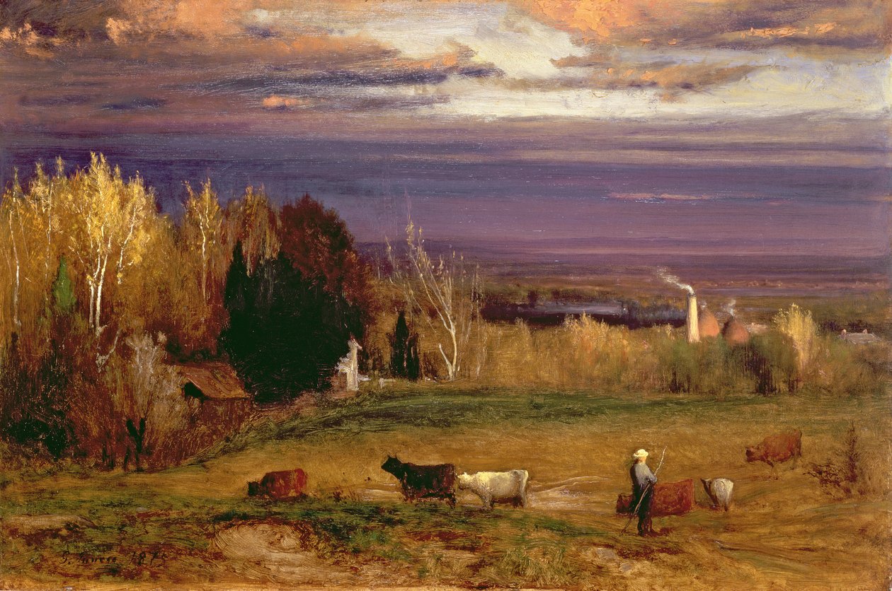 Auringonpaiste myrskyn tai auringonlaskun jälkeen, 1875 tekijältä George Inness