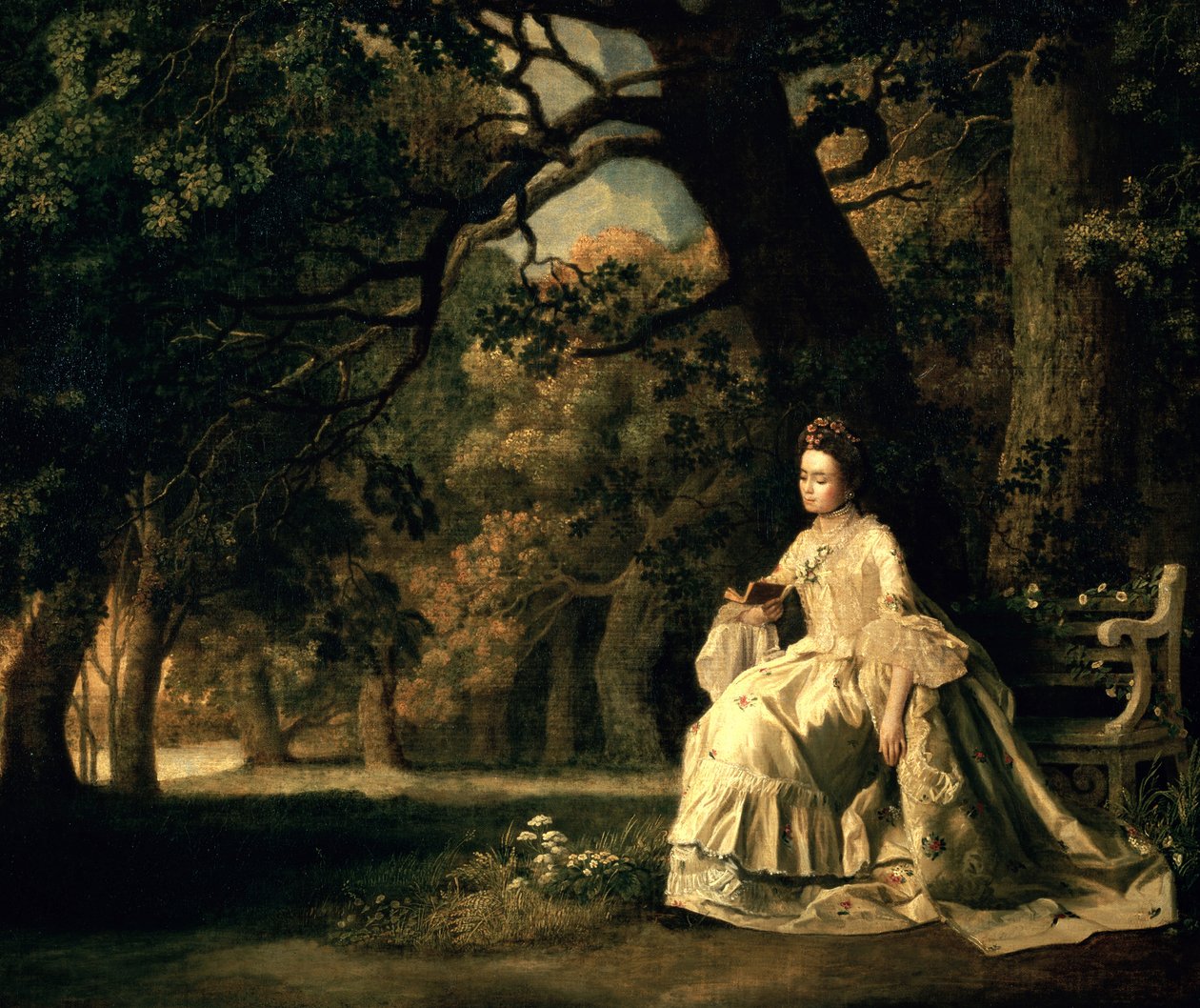 Puistossa lukeva nainen, n. 1768-70 tekijältä George Stubbs