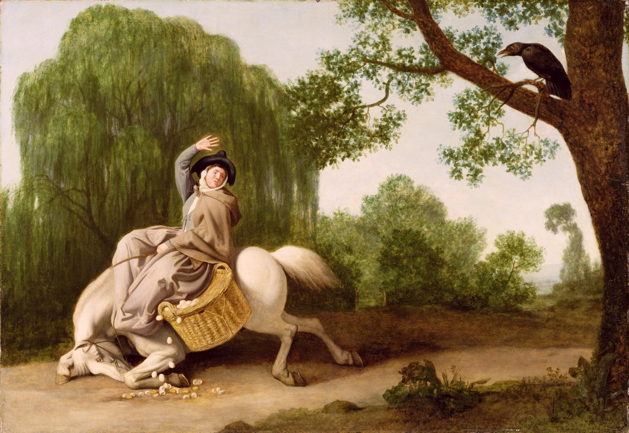 Maanviljelijän vaimo ja korppi, 1786 (öljy kartongille) tekijältä George Stubbs