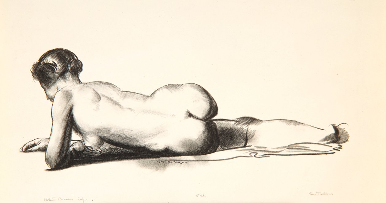 Alastontutkimus, Nainen makaa maassa, 1923-24 tekijältä George Wesley Bellows