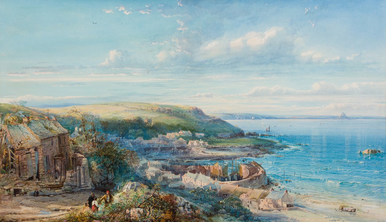 Mount’s Bay Fishing Village (Mousehole), 1860 (wc paperilla) tekijältä George Wolfe