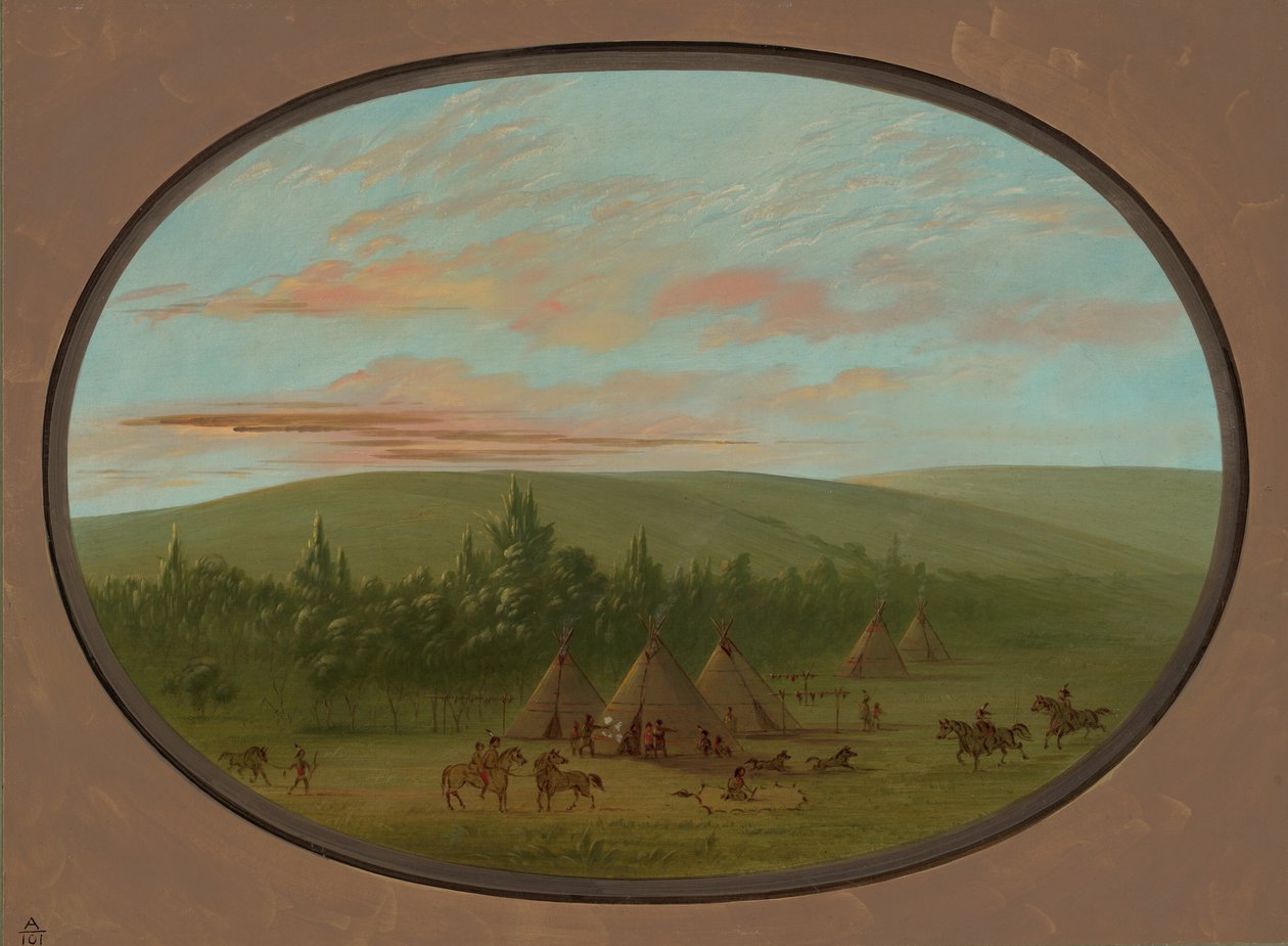 Sioux-kylä, 18611869. tekijältä George Catlin