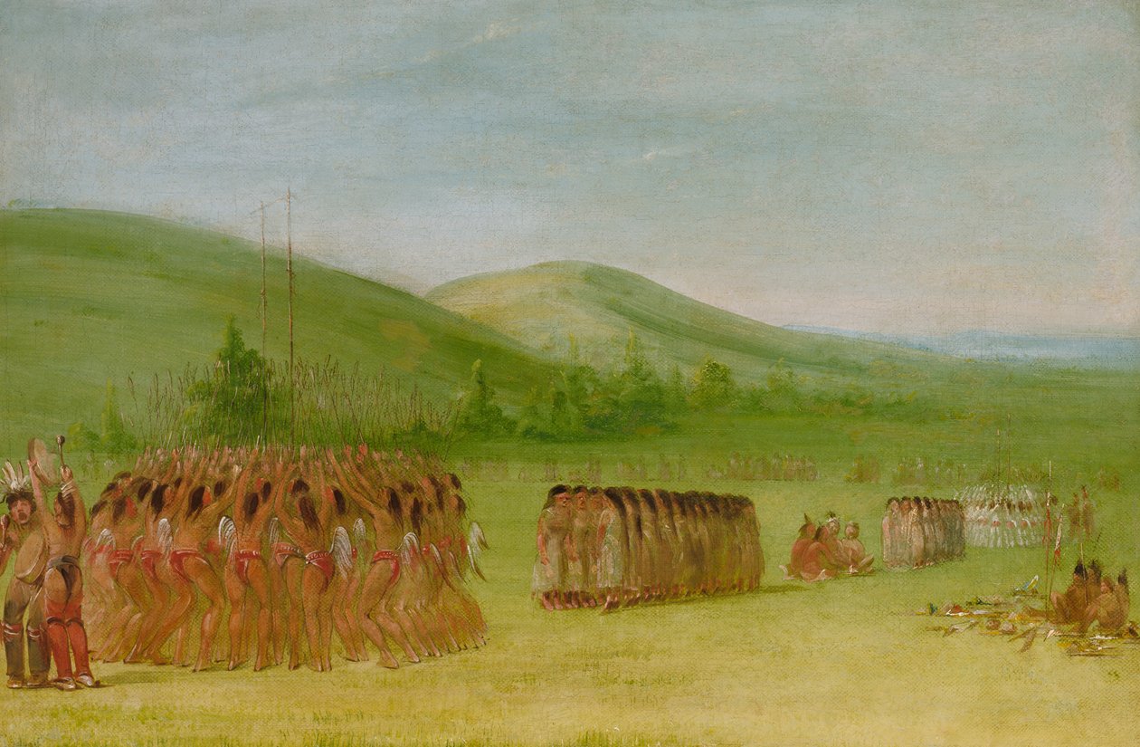 Ball-play Dance, Choctaw, 1834-1835. tekijältä George Catlin