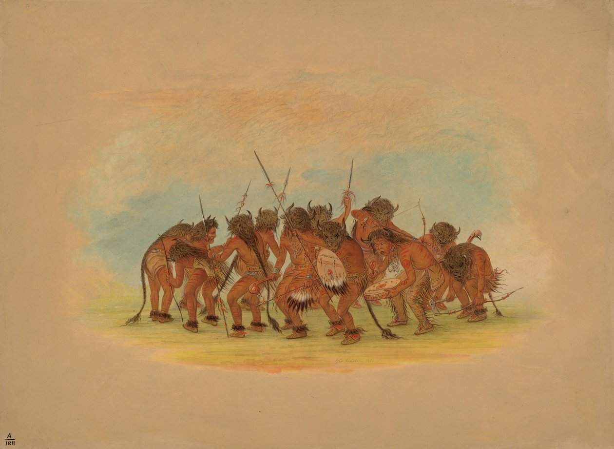 Buffalo Dance - Mandan, 1861. tekijältä George Catlin