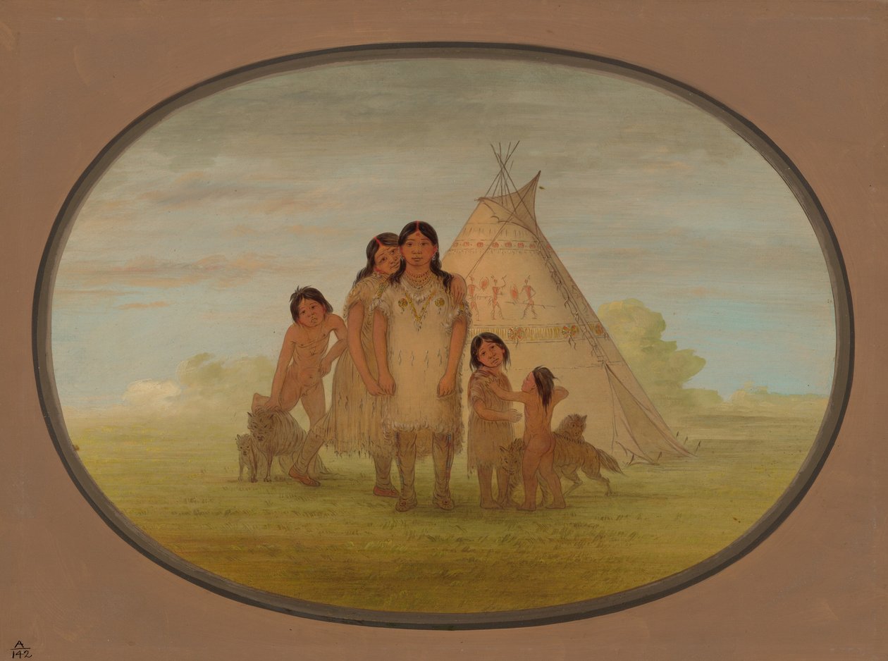 Comanche Chiefs Children ja Wigwam, 18611869. tekijältä George Catlin