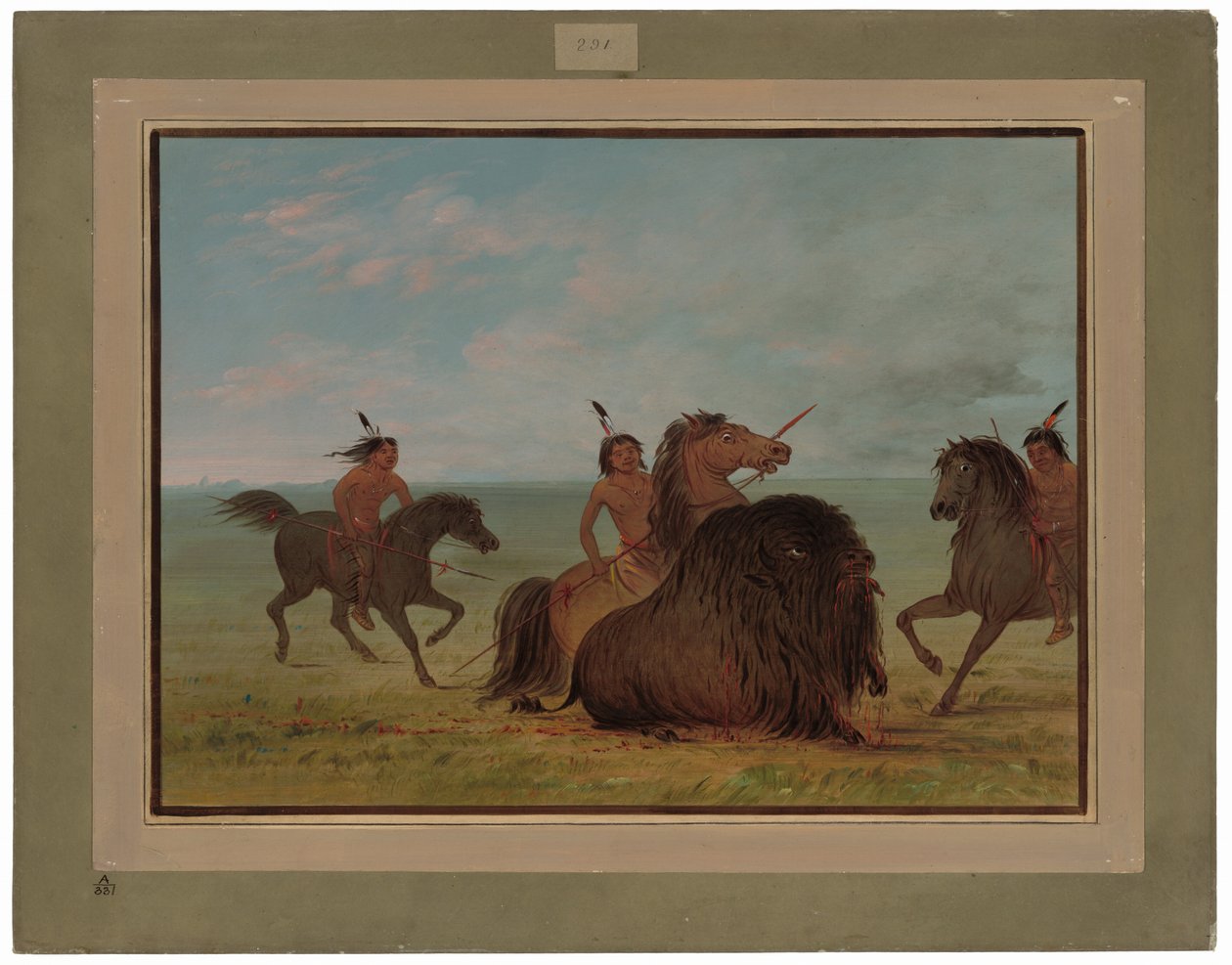 Camanchees llançant un Buffalo Bullfinnish tekijältä George Catlin