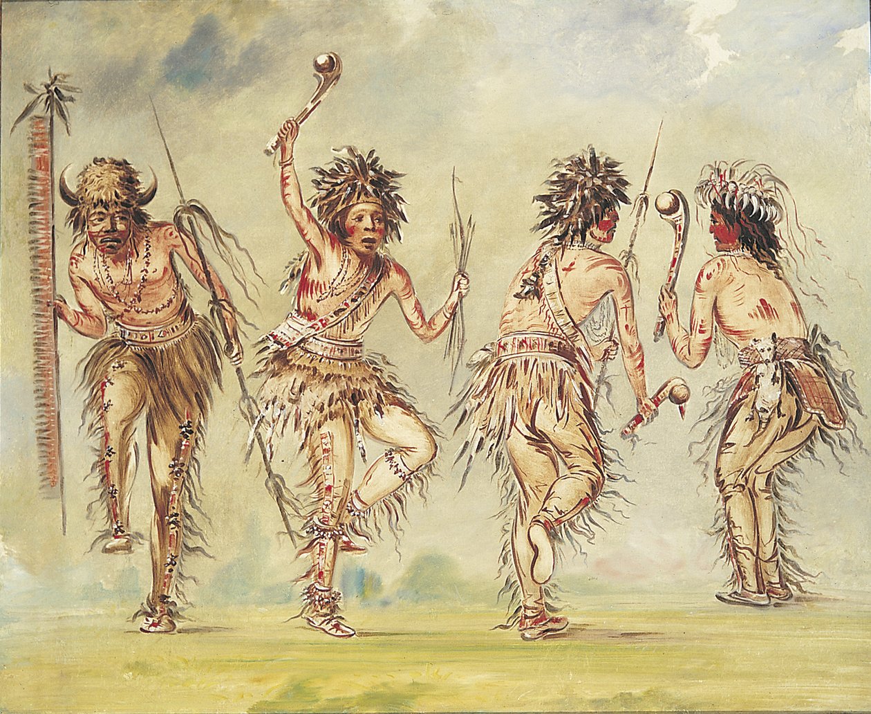 Neljä tanssijaa, 1843-1844. tekijältä George Catlin