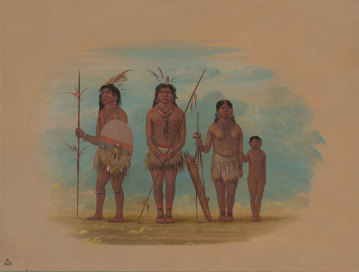 Neljä Xingu-intiaania, 18541869. tekijältä George Catlin
