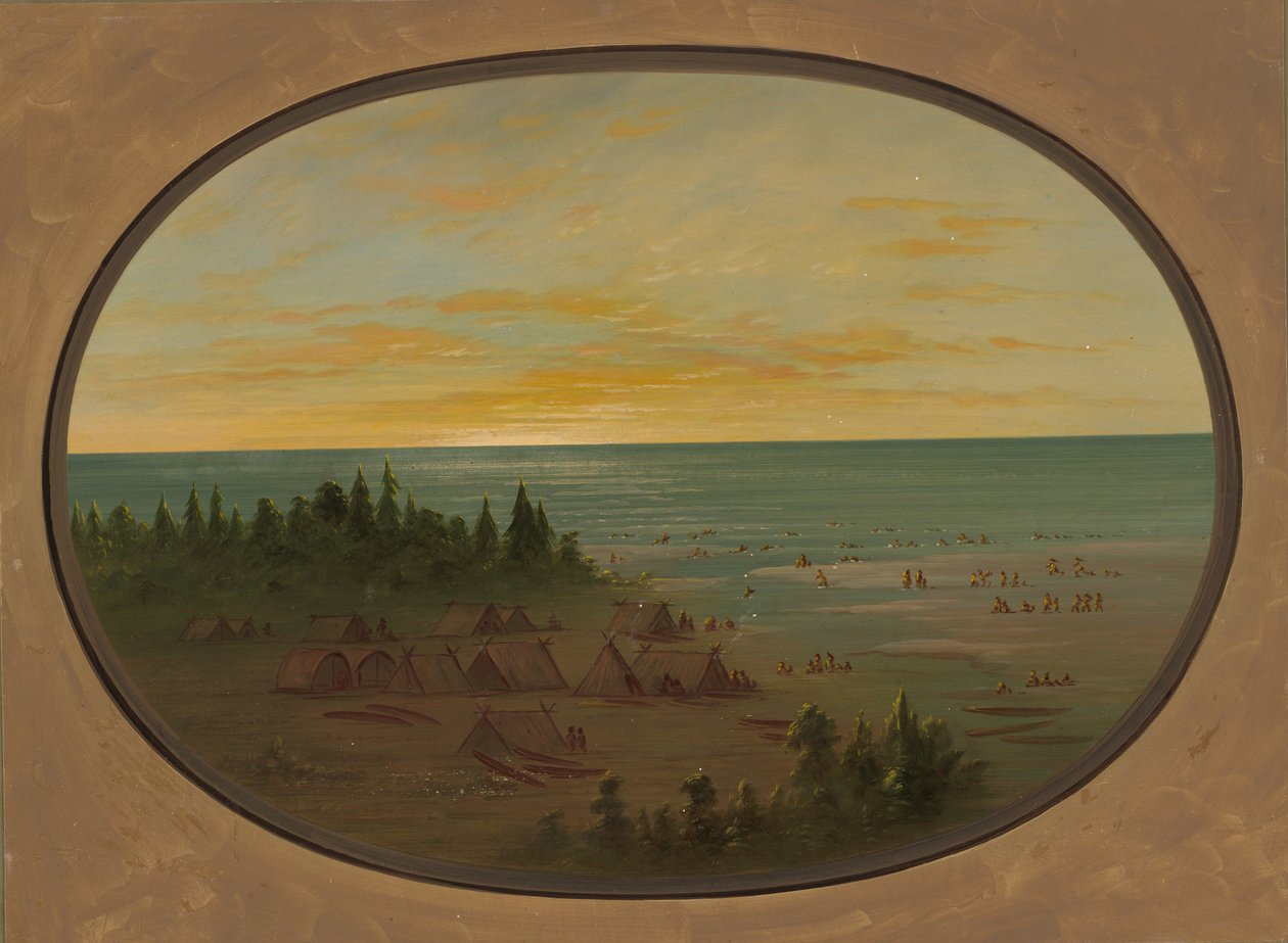 Nayas Village - Indians Bathing, 18551869. tekijältä George Catlin