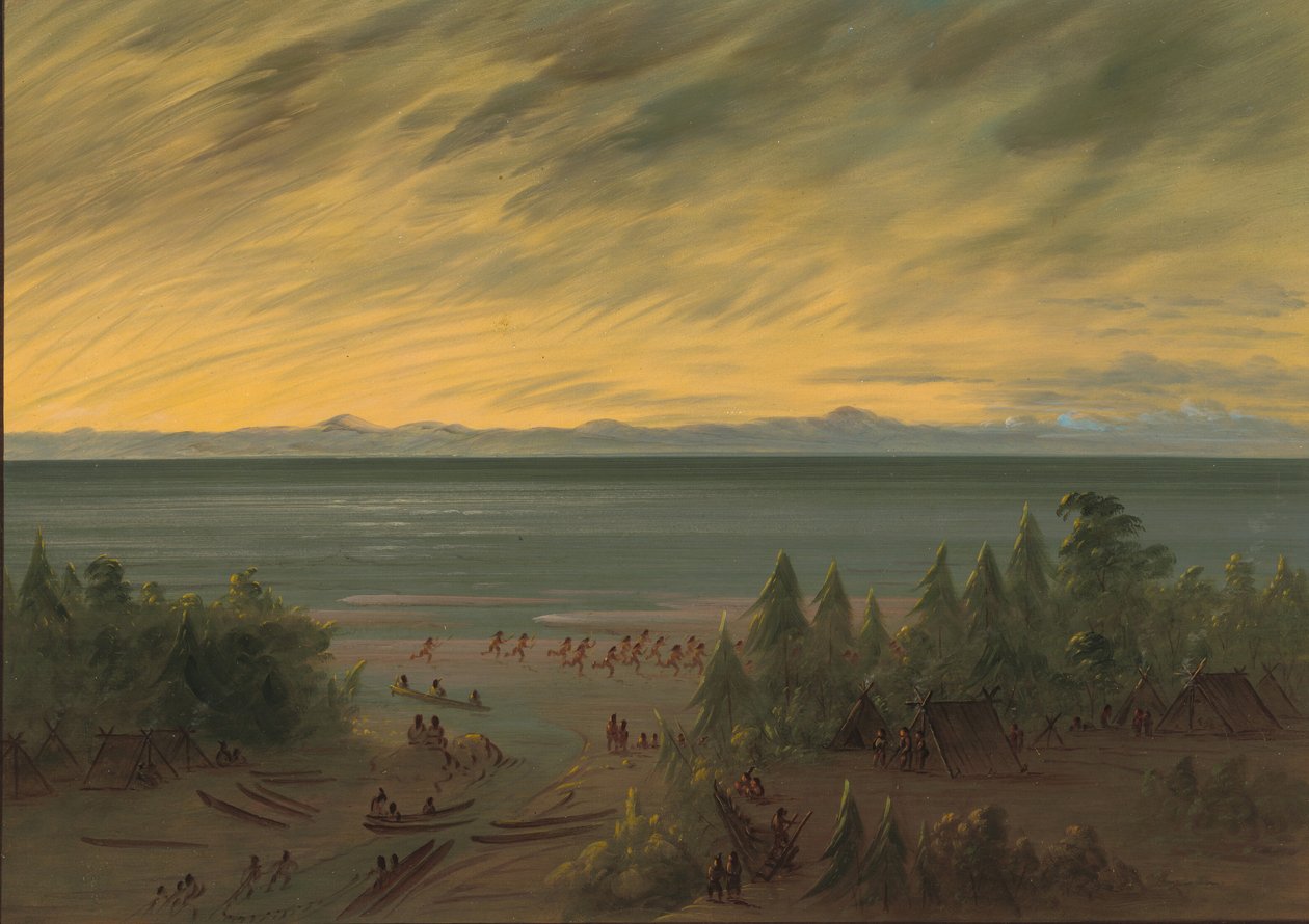 Nayasin kylä auringonlaskun aikaan, 18551869. tekijältä George Catlin