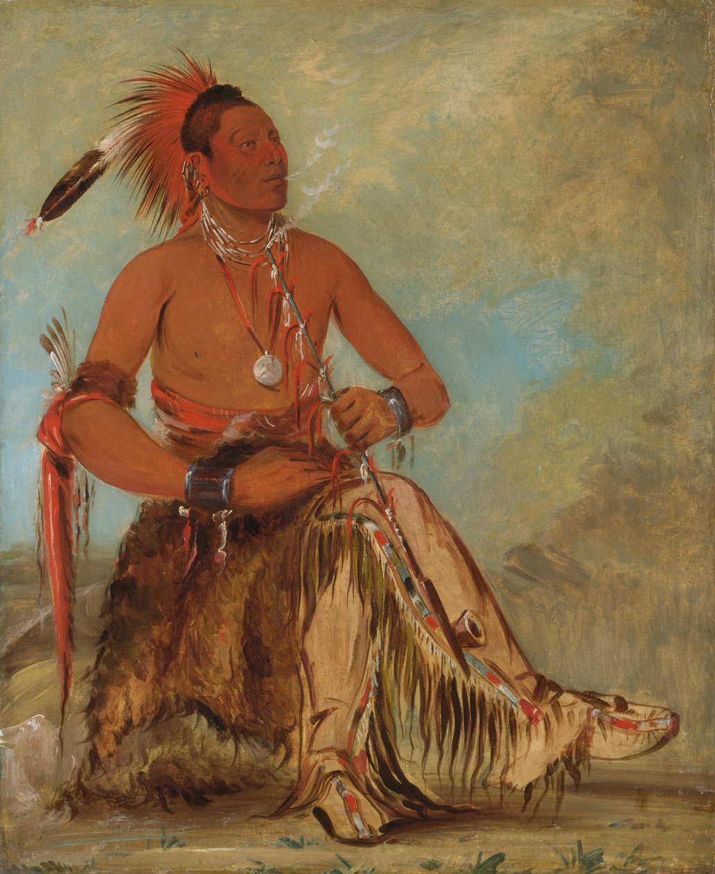 Nóm-ba-mon-nee, Double Walker, a Brave, 1832. tekijältä George Catlin