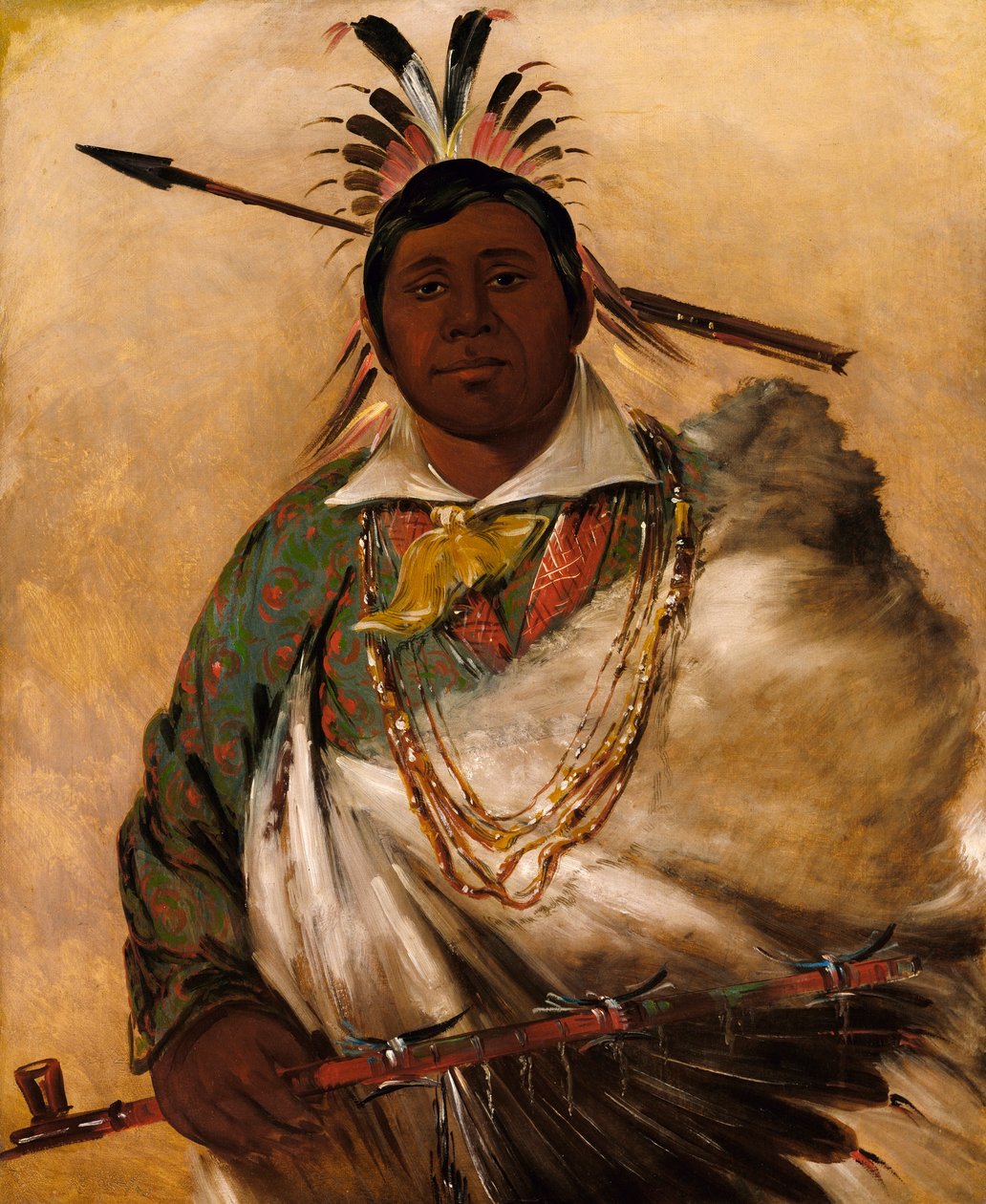 Téh-ke-néh-kee, Mustatakki, päällikkö. tekijältä George Catlin