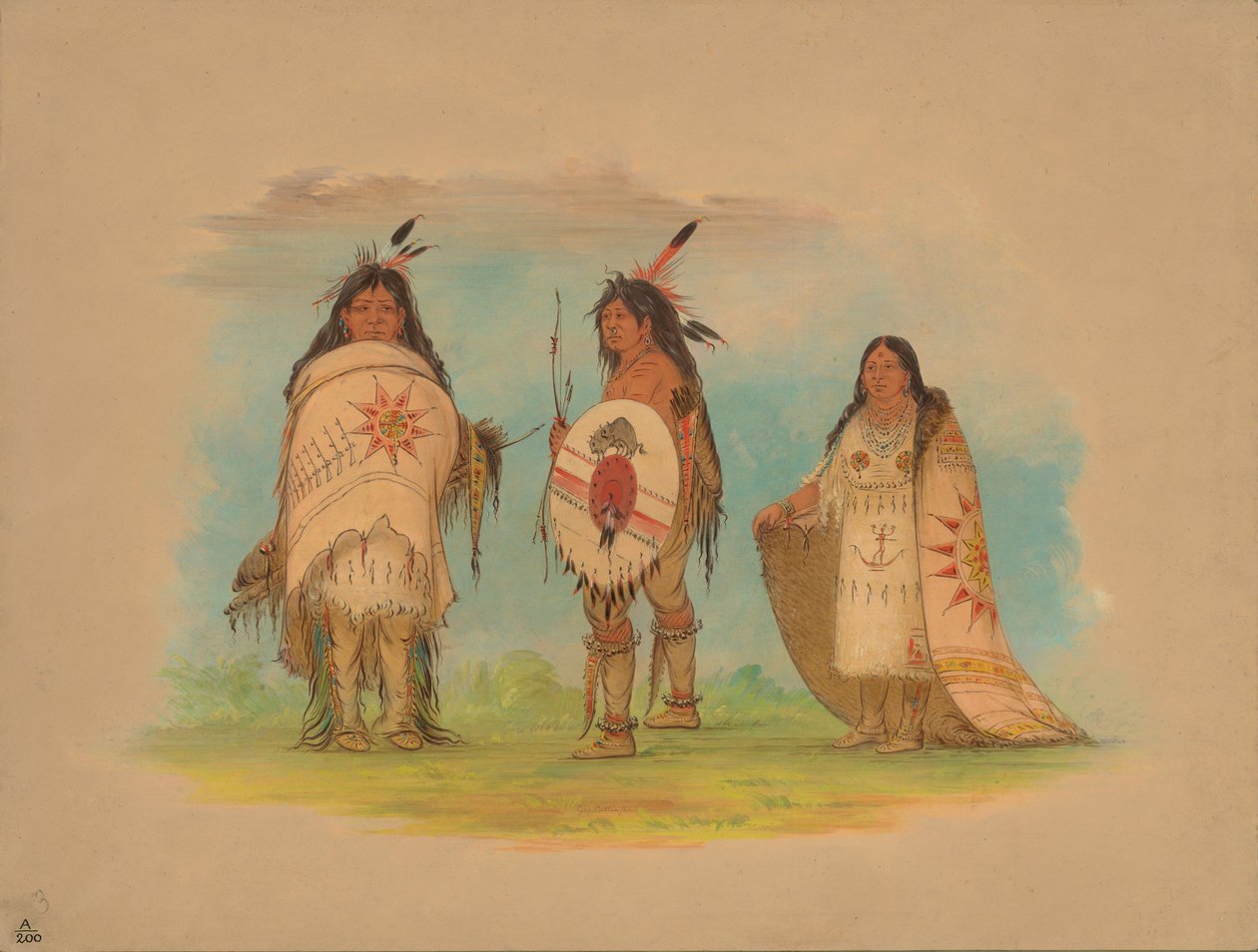 Kolme Riccarree-intiaania, 1861. tekijältä George Catlin