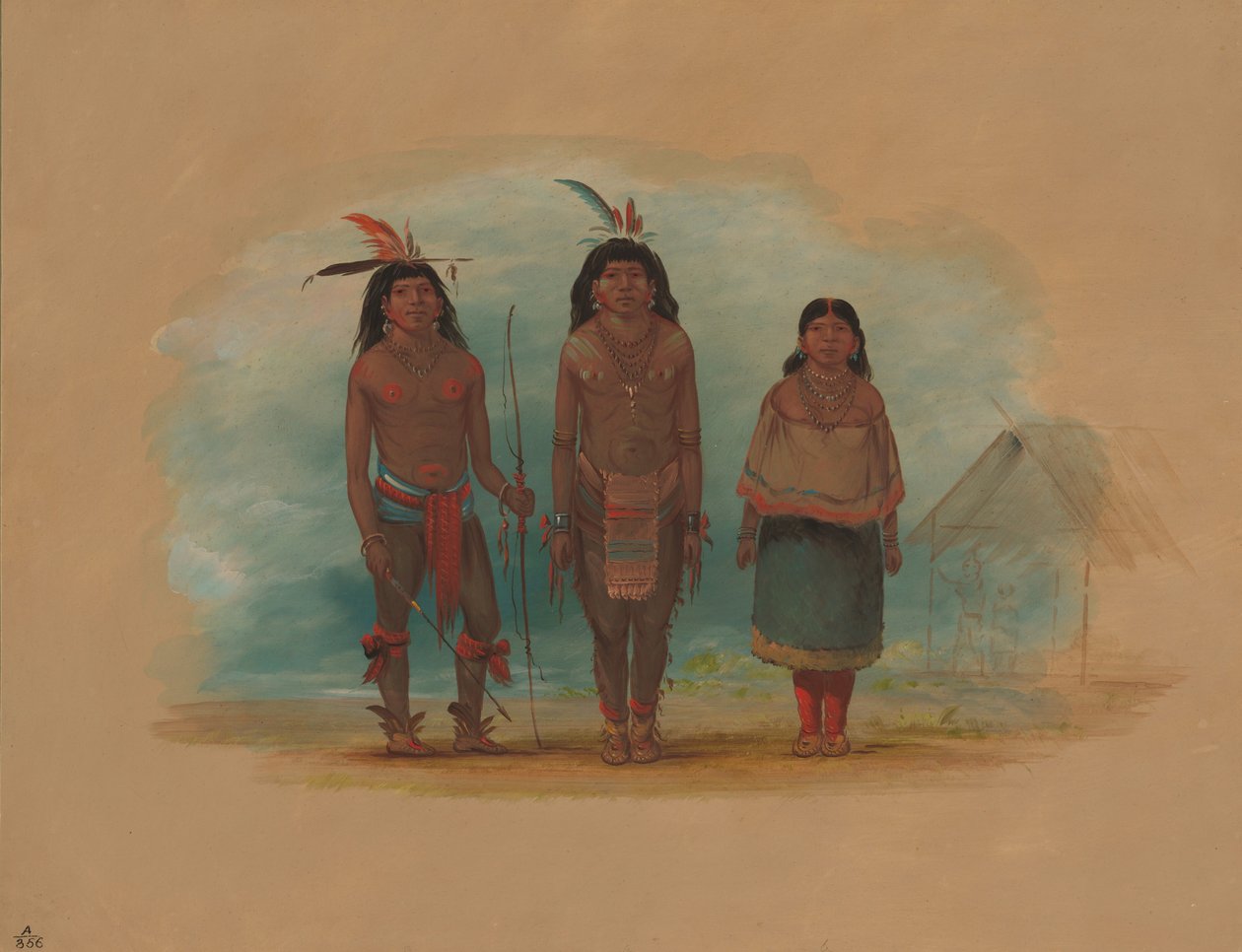 Kolme Taruma-intiaania, 18541869. tekijältä George Catlin