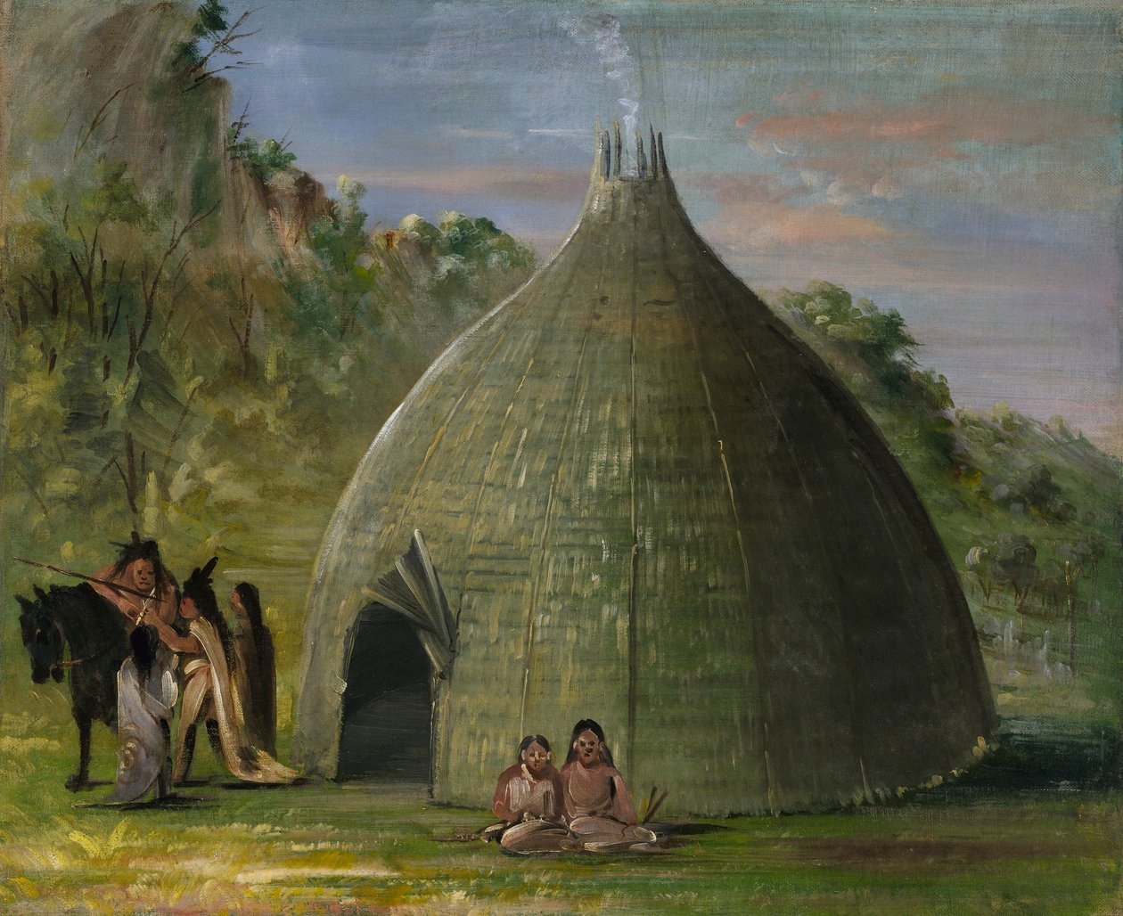 Wichita Lodge, katettu preerianurmella tekijältä George Catlin