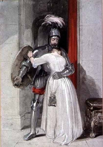 Lady and Knight (akvarelli) tekijältä George Cattermole
