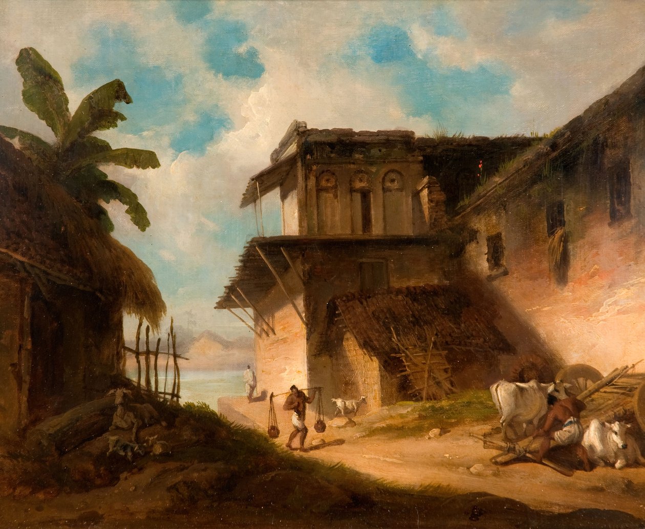 Bengalin kyläkohtaus, 1821. tekijältä George Chinnery