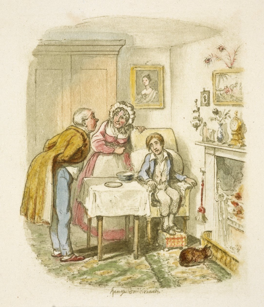 Kuvitus elokuvaan "Oliver Twist" tekijältä George Cruikshank