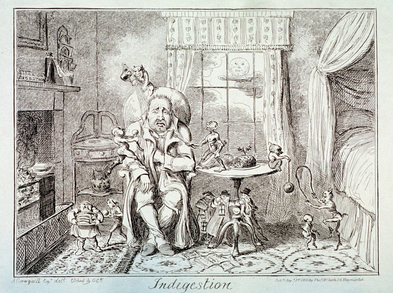 Ruoansulatushäiriöt, 1835 tekijältä George Cruikshank