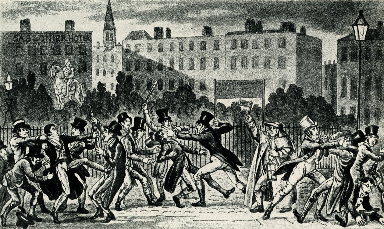 London Street Fight, 1800-luvun alku. tekijältä George Cruikshank