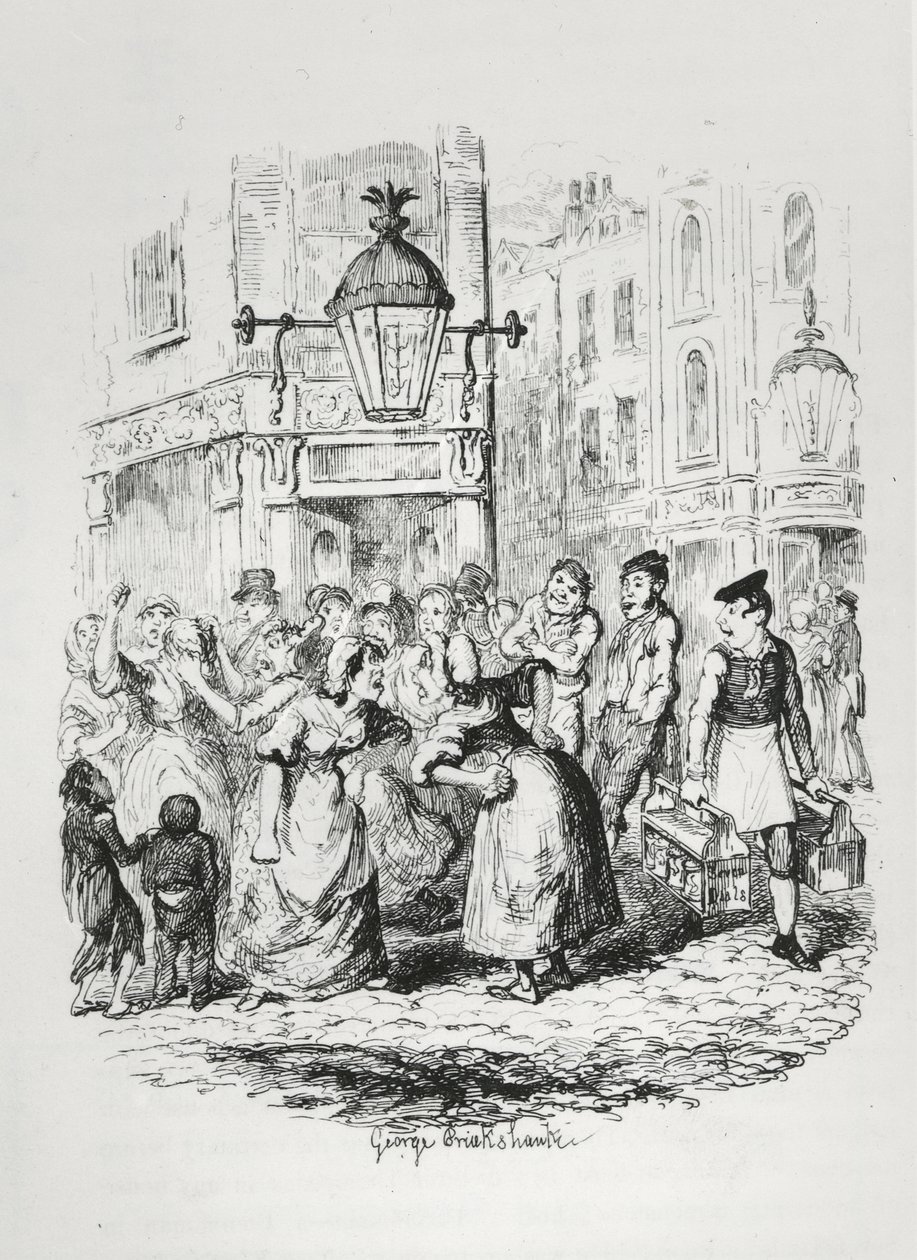 Seitsemän kellotaulua, n. 1836 tekijältä George Cruikshank