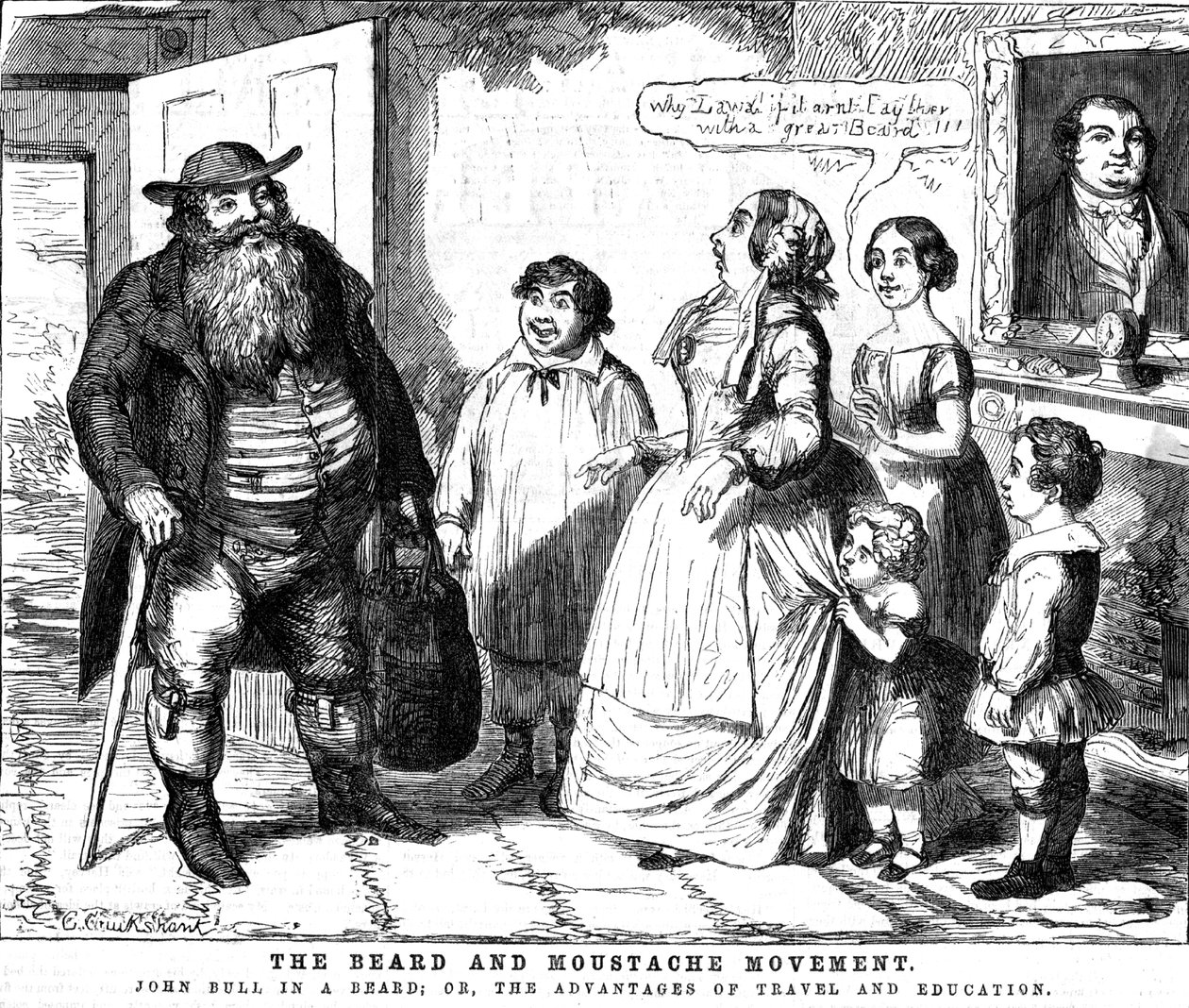 Parta ja viikset -liike, 1854 tekijältä George Cruikshank