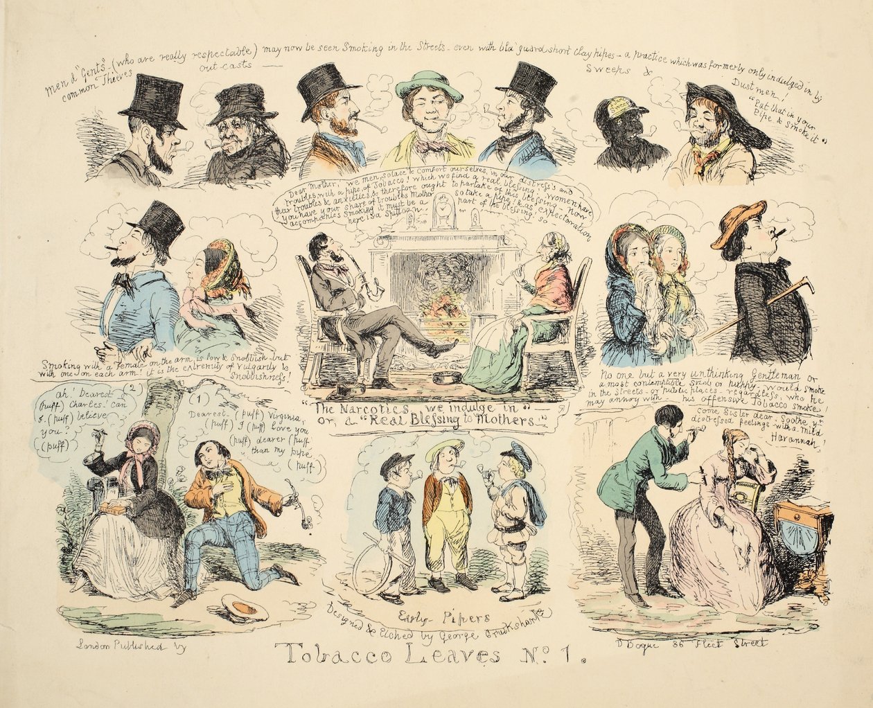 Tobacco Leaves No. 1, pub. 1851. tekijältä George Cruikshank