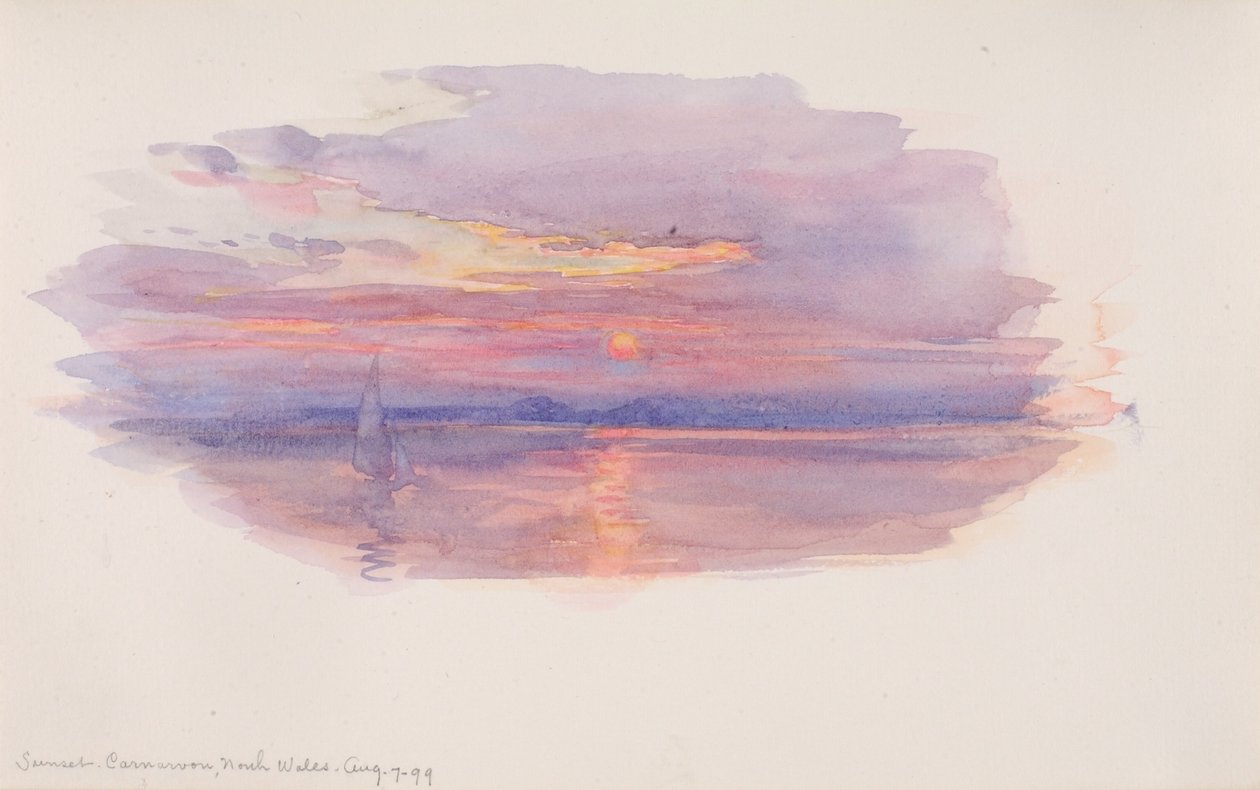 Auringonlasku, Caernarvon, Pohjois-Wales tekijältä George Elbert Burr