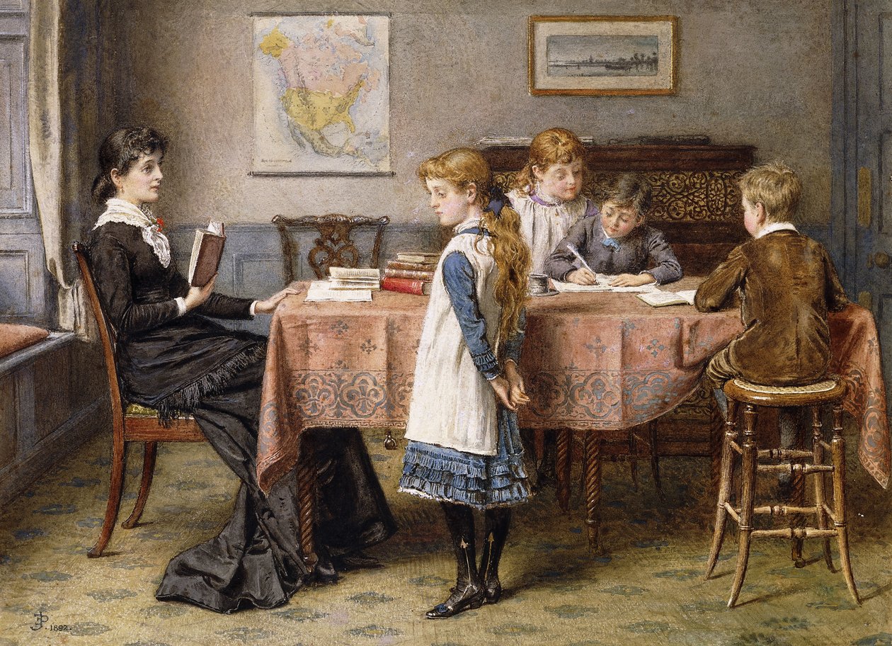 Oppitunti, 1892 tekijältä George Goodwin Kilburne