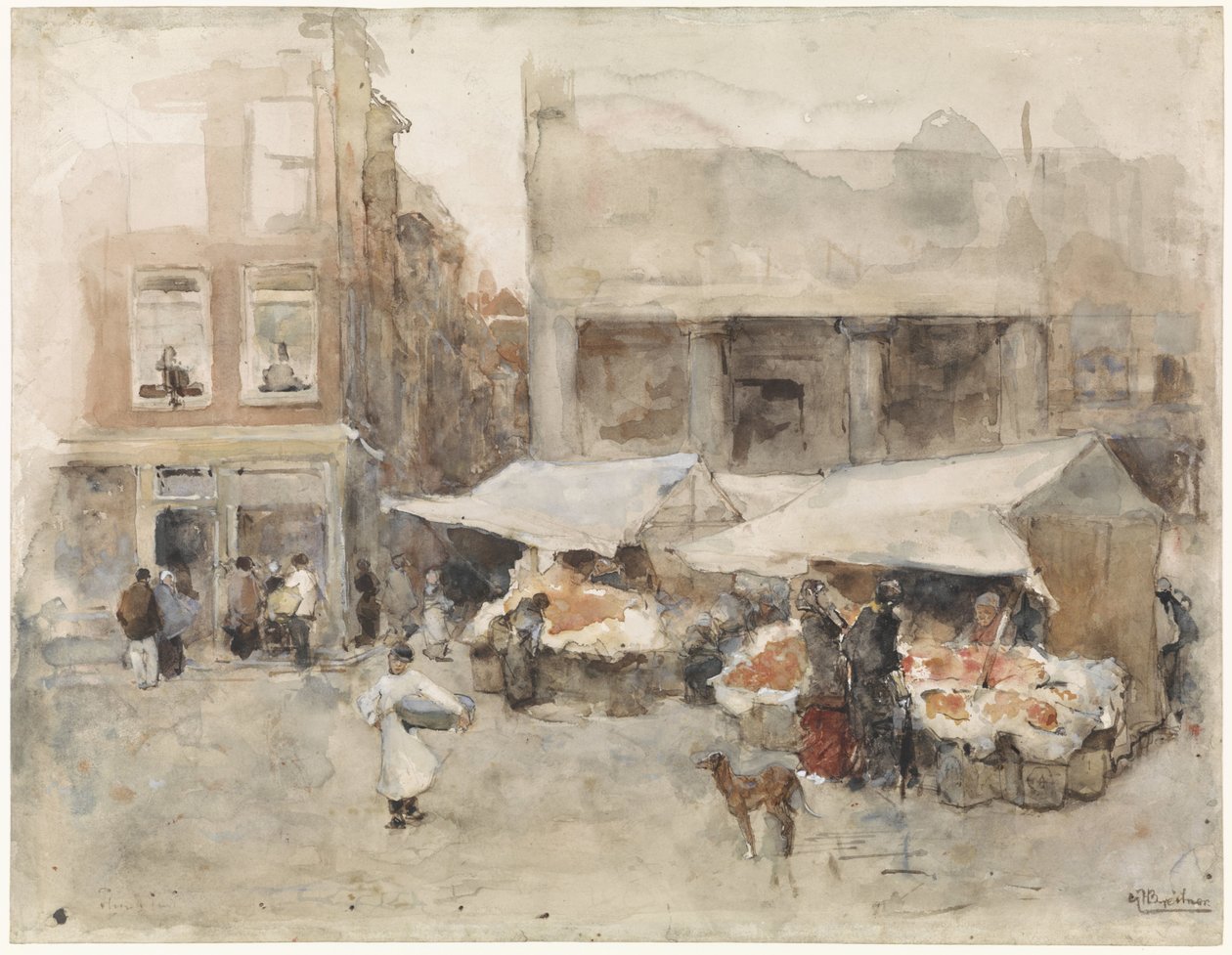 Markkinat kukkakojuilla tekijältä George Hendrik Breitner