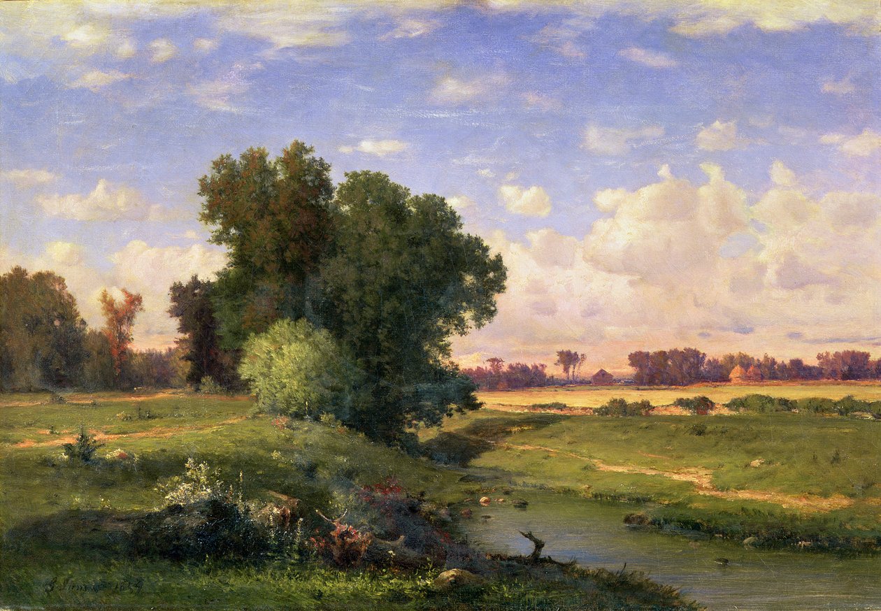 Hackensack Meadows, auringonlasku, 1859 tekijältä George Inness