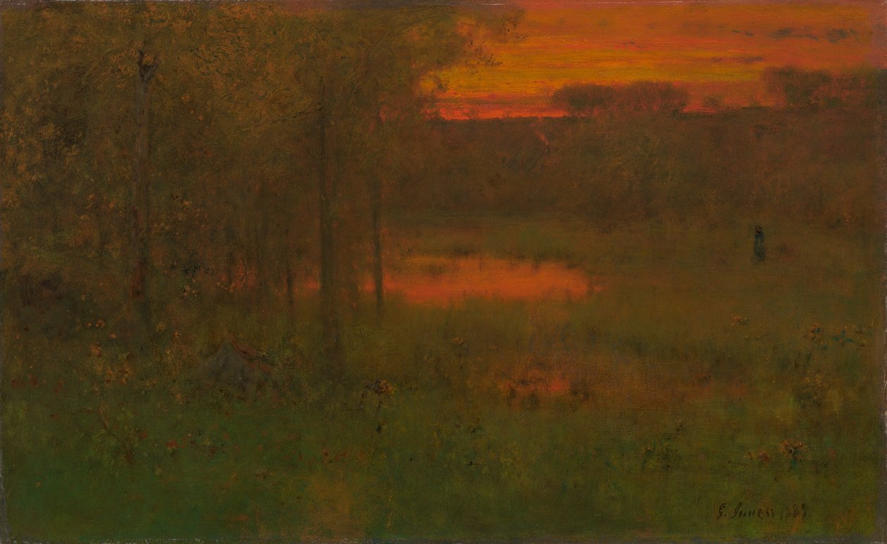 Maisema, auringonlasku, 188789. tekijältä George Inness