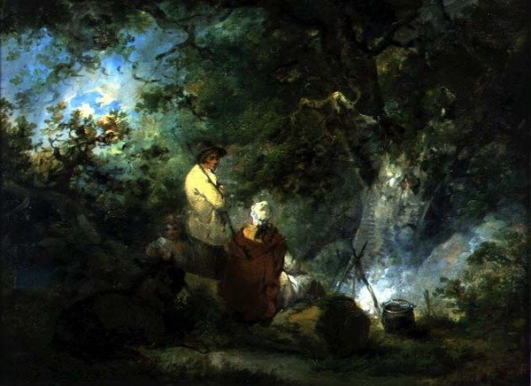 Mustalaisia nuotiolla tekijältä George Morland
