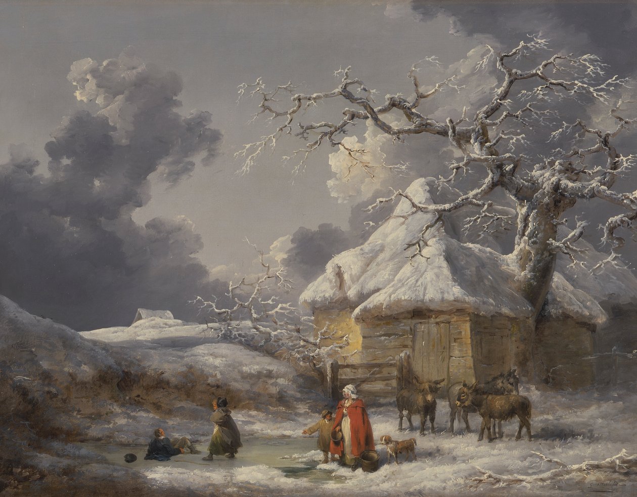 Talvimaisema hahmoilla tekijältä George Morland